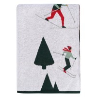 Плед из хлопка с новогодним рисунком let's ski из коллекции new year essential, 130x180 см (79344)