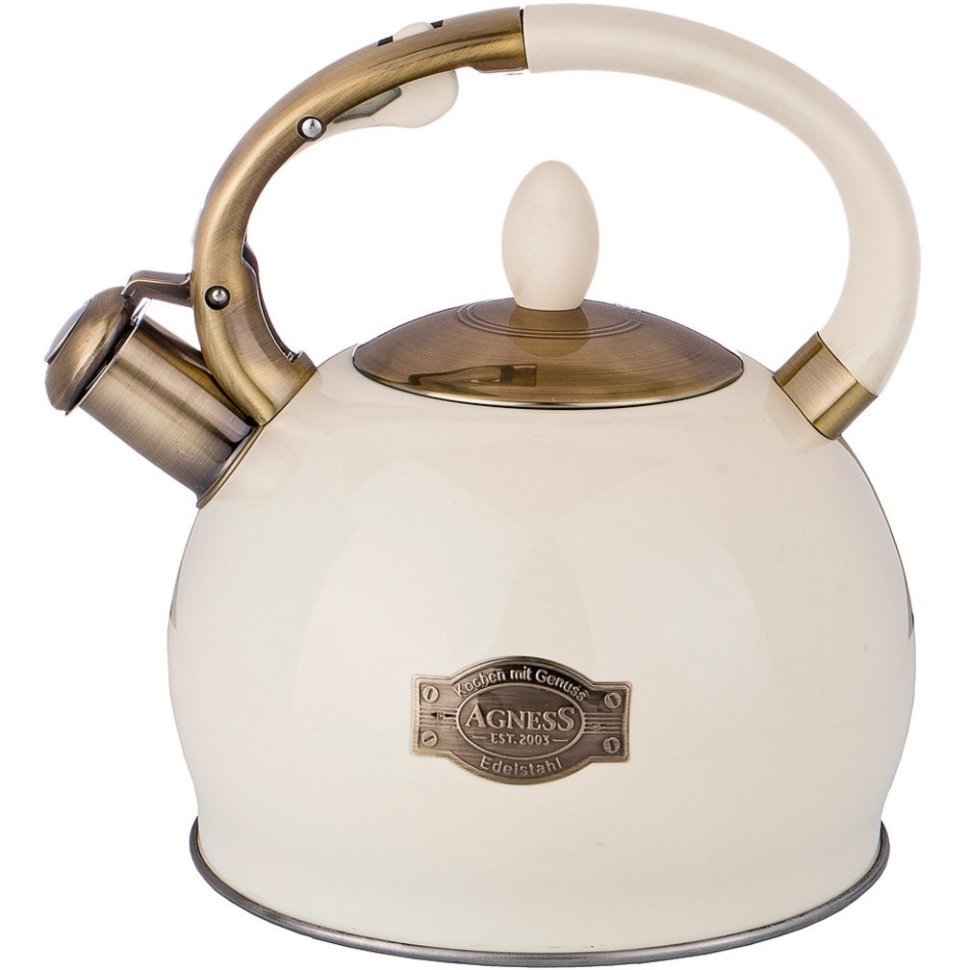 Фото Чайник agness со свистком, серия тюдор, 3,0 л термоаккумулирующее дно, индукция (937-830)  - интернет-магазин МегаТерем в Москве
