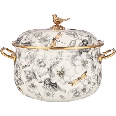 Кастрюля эмалированная agness с крышкой, серия яблоневый сад 4,8л, диа.22см подходит для индук.пл (950-524) 