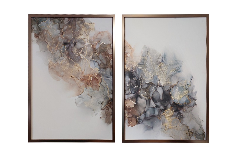 Фото Постеры Мрамор. Диптих-3 (2шт)*70*100см,багет латунь, с поталью (TT-00014409) - интернет-магазин МегаТерем в Москве