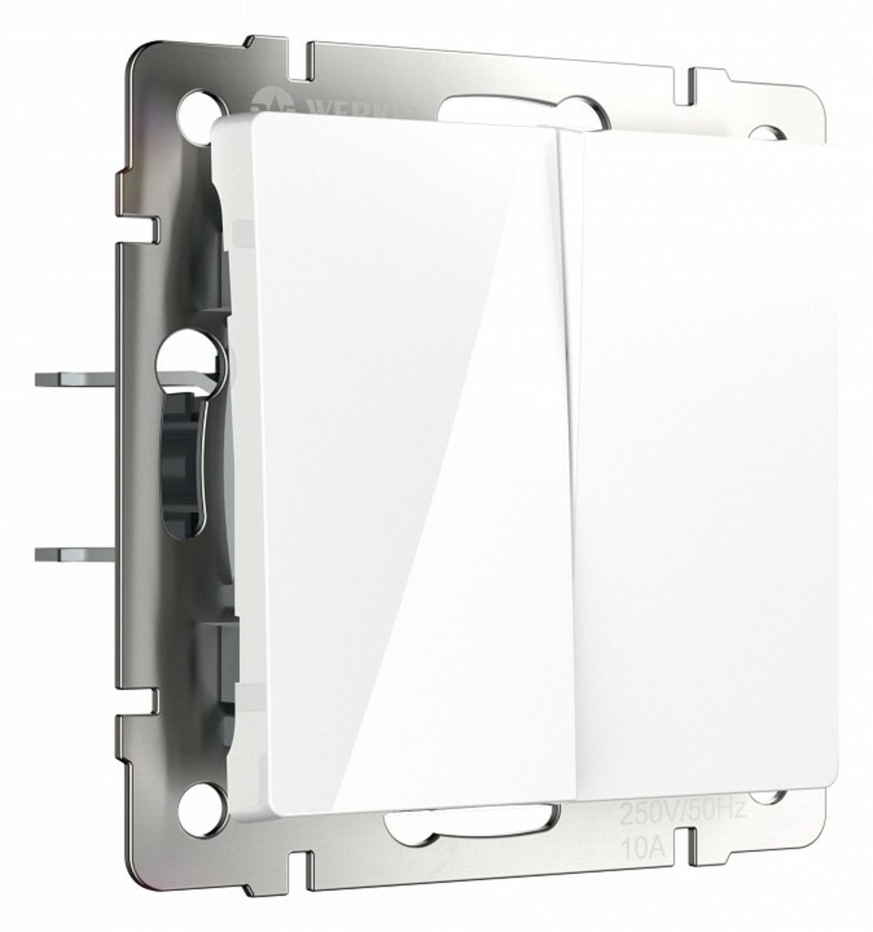 Фото Выключатель двухклавишный без рамки Werkel белый W1120001 WRK_a051135 - интернет-магазин МегаТерем в Москве