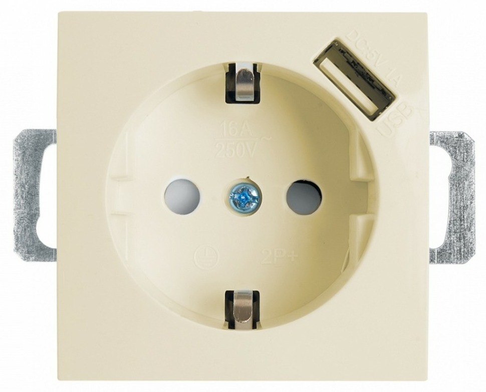 Фото Розетка с заземлением и со шторками и USB, без рамки Stekker PST16-9111 39329 FE_39329 - интернет-магазин МегаТерем в Москве