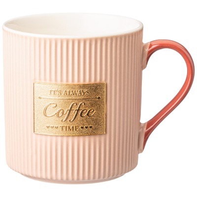 Кружка розовая с золотой де...