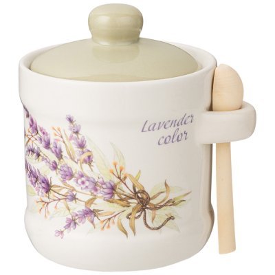 Емкость для сыпучих продуктов с ложкой "душа прованса" 13*11 см. выоста=12 см / 300 мл Agness (358-2070)