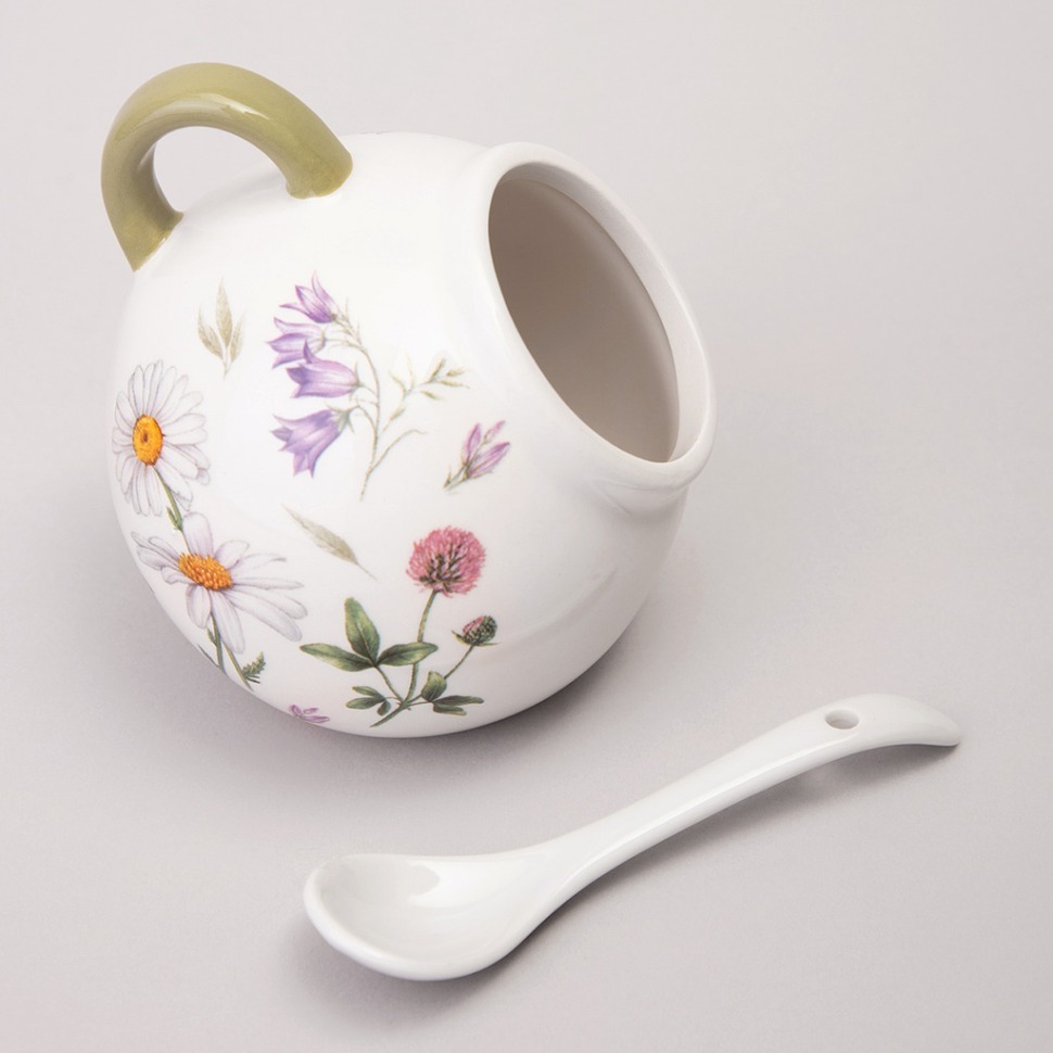 Фото Солонка с ложкой agness flower story 9,5*10 см 170 мл (358-2183)  - интернет-магазин МегаТерем в Москве