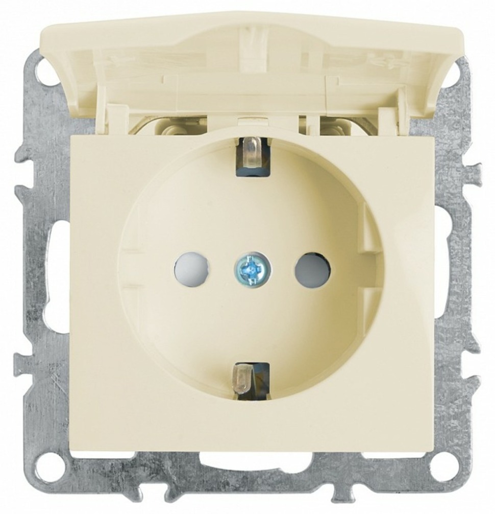 Фото Розетка с заземлением и со шторками, без рамки с крышкой Stekker PST16-9112 39330 FE_39330 - интернет-магазин МегаТерем в Москве