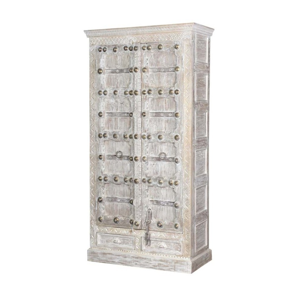 Фото Шкаф PA4256A, Тиковое дерево, bleached white, ROOMERS FURNITURE - интернет-магазин МегаТерем в Москве