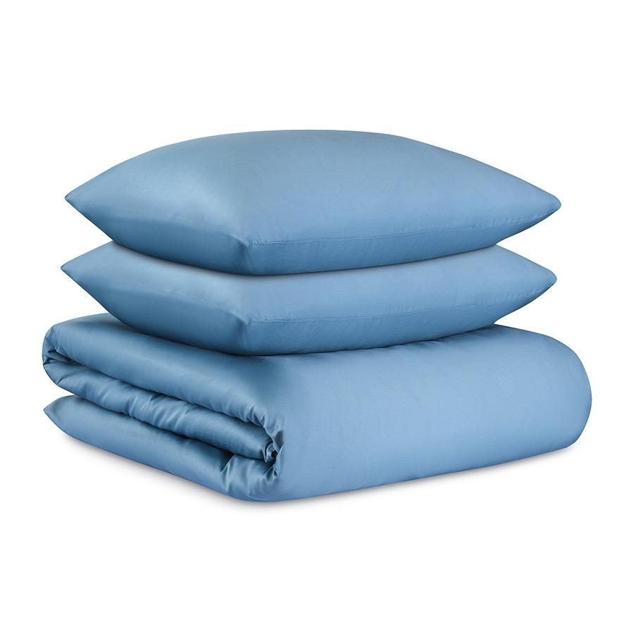 Фото Комплект постельного белья из премиального сатина джинсово-синего цвета из коллекции essential, 200х (79819) - интернет-магазин МегаТерем в Москве