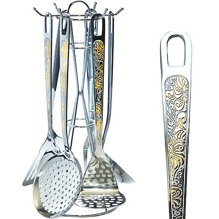 Фото Набор кухонных принадлежностей + подставка 7 предметов MAYER BOCH (40452) - интернет-магазин МегаТерем в Москве