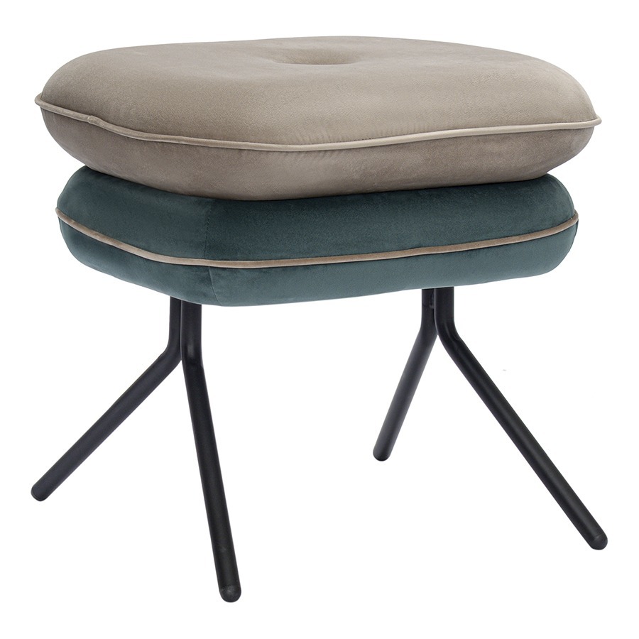 Фото Пуф pea, велюр, бежевый/сине-зеленый (76128) - интернет-магазин МегаТерем в Москве