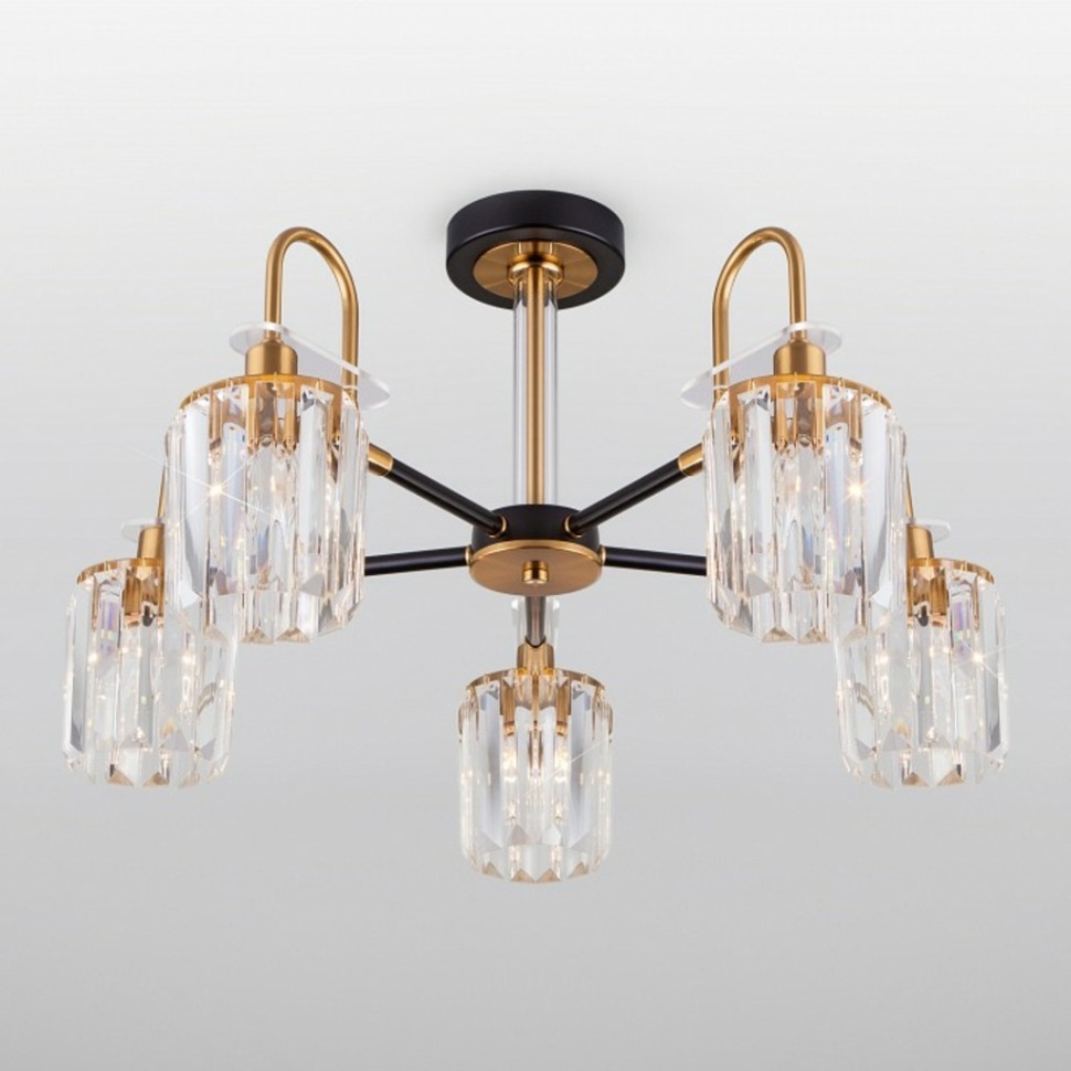 Фото Люстра на штанге Eurosvet Tenia 70090/5 черный EV_a045144 - интернет-магазин МегаТерем в Москве