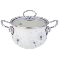Кастрюля agness эмалированная со стеклянной крышкой серия "dandelion", 1,5 л диа. 16см (943-055) 