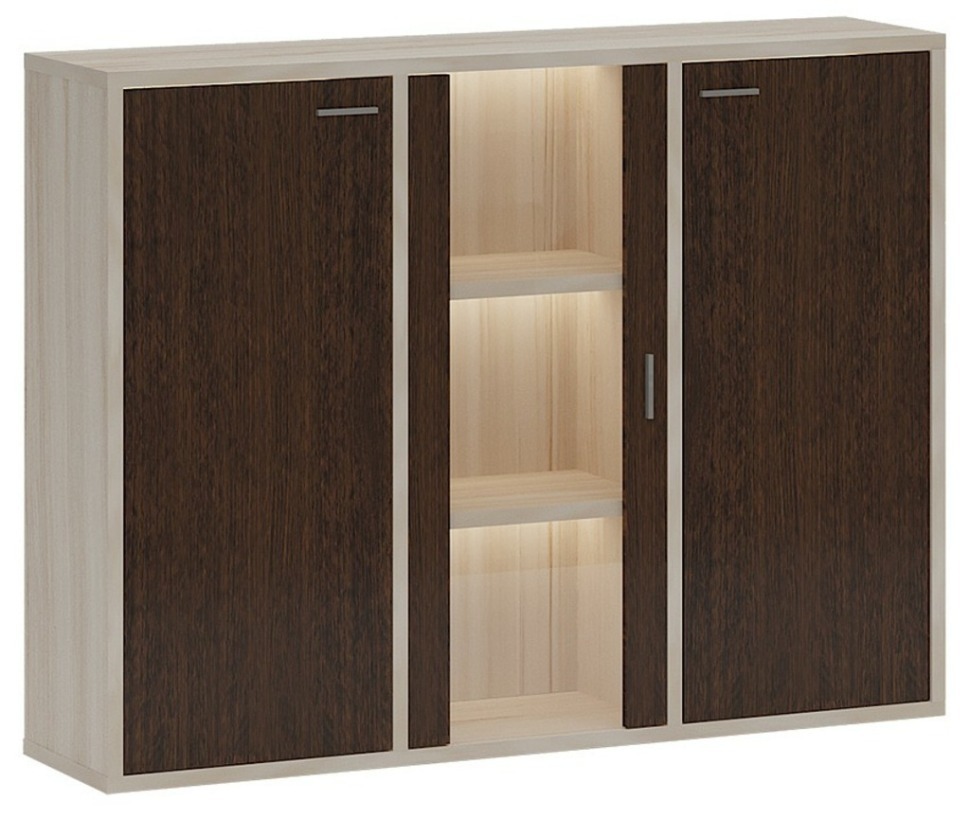 Фото Тумба-витрина Домино СУ(ш3в1)+2ФГ+1ФС MER_SUsh3v1-2FG-1FS-KV-karamel-venge - интернет-магазин МегаТерем в Москве