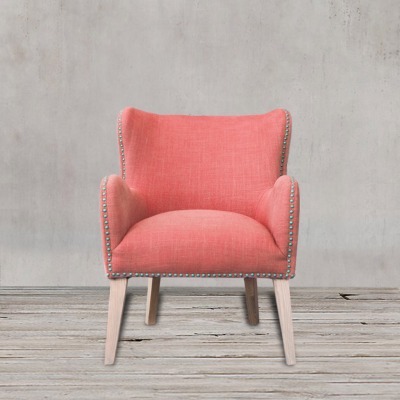 Полукресло Лори Lory/Boca 21, каркас дуб, обивка лен, pink, ROOMERS FURNITURE