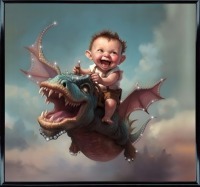 Картина Малыш и дракон с кристаллами Swarovski (3044)
