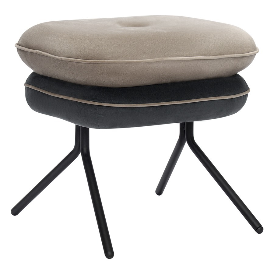 Фото Пуф pea, велюр, бежевый/темно-серый (76129) - интернет-магазин МегаТерем в Москве
