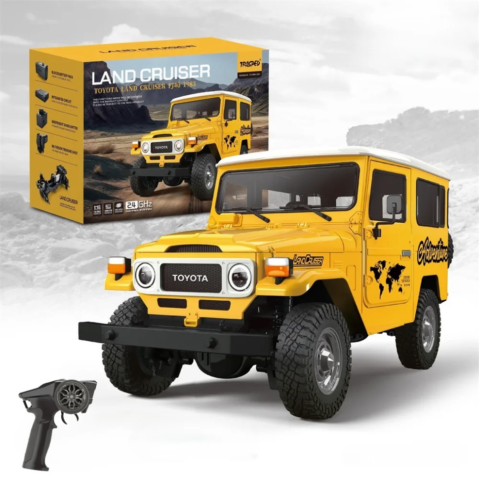 Фото Радиоуправляемый внедрожник TOYOTA FJ40 PRO (свет, выхлоп, Li-Po 5C) (HG4-50-PRO-YELLOW) - интернет-магазин МегаТерем в Москве