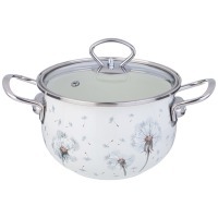 Кастрюля agness эмалированная со стеклянной крышкой серия "dandelion", 2,0 л диа. 18см (943-056) 