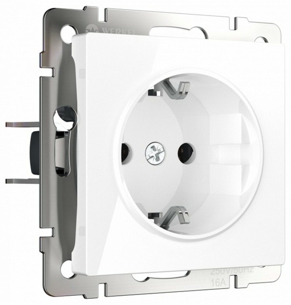 Фото Розетка с заземлением и со шторками, без рамки Werkel белый W1171101 WRK_a051139 - интернет-магазин МегаТерем в Москве