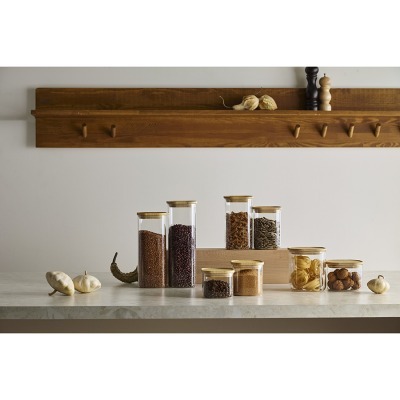 Банка для хранения квадратная glass bamboo, 1,1 л (77497)