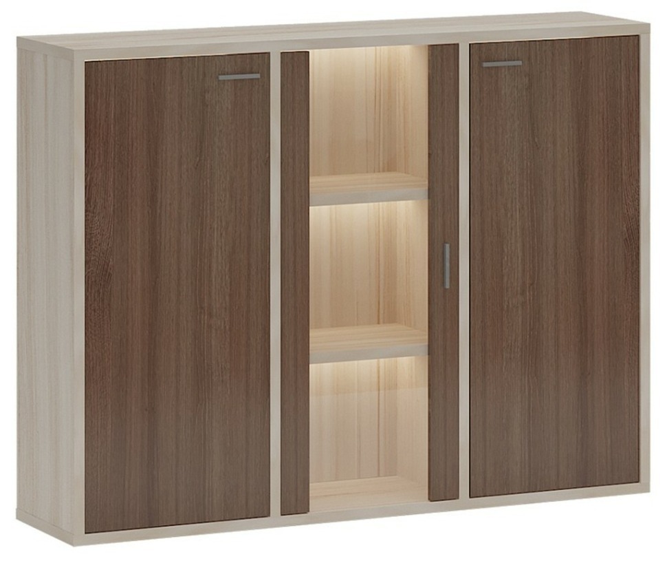 Фото Тумба-витрина Домино СУ(ш3в1)+2ФГ+1ФС MER_SUsh3v1-2FG-1FS-KSH-karamel-shamoni-CH - интернет-магазин МегаТерем в Москве