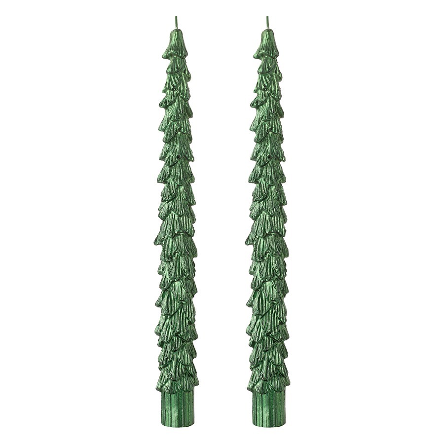 Фото Набор из двух свечей зеленого цвета из коллекции new year essential, 25 см (79754) - интернет-магазин МегаТерем в Москве