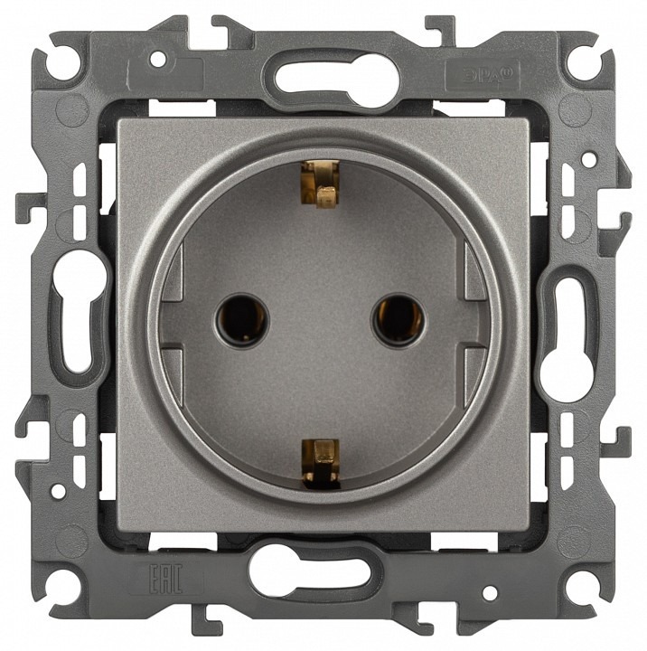 Фото Розетка с заземлением и со шторкой, без рамки Эра Эра 12 12-2101-16 ER_B0065662 - интернет-магазин МегаТерем в Москве