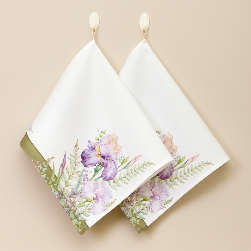 Фото Набор полотенец из 2 шт ирисы40х60см, 100% хлопок,белый ,твил Lefard (850-743-63) - интернет-магазин МегаТерем в Москве