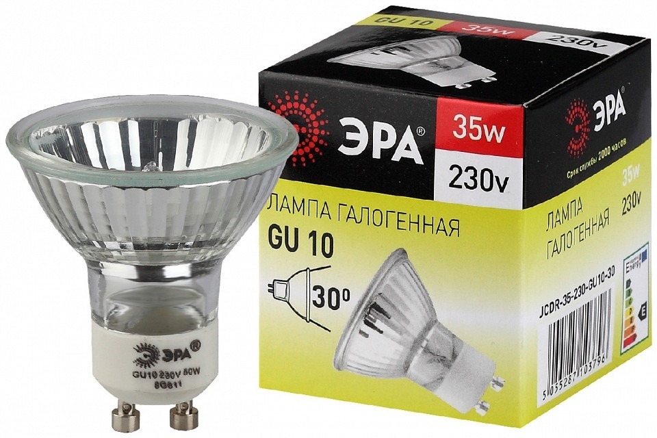 Фото Лампа галогеновая Эра  GU10 35Вт 3000K GU10-JCDR (MR16) -35W-230V ER_C0027385 - интернет-магазин МегаТерем в Москве