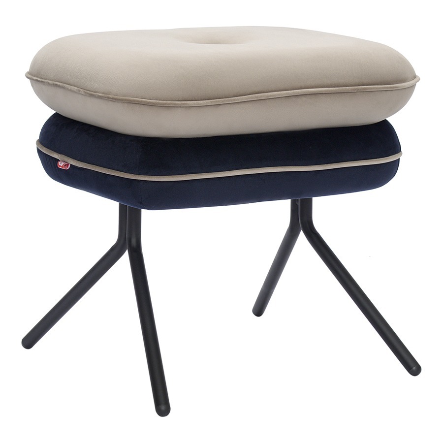 Фото Пуф pea, велюр, бежевый/темно-синий (76130) - интернет-магазин МегаТерем в Москве