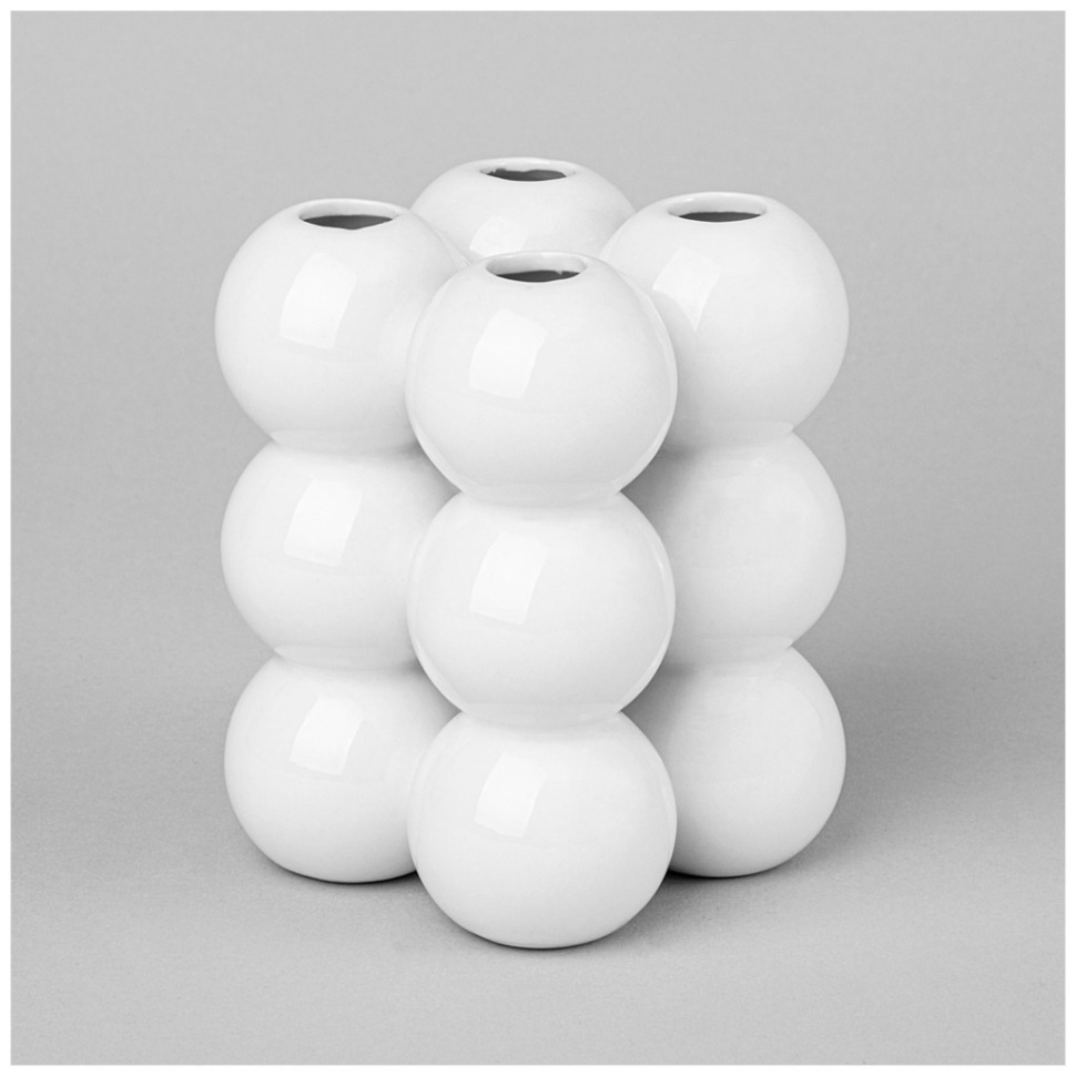 Фото Ваза 9,2*9,2*11,9 см  цвет: белый Lefard (374-164) - интернет-магазин МегаТерем в Москве