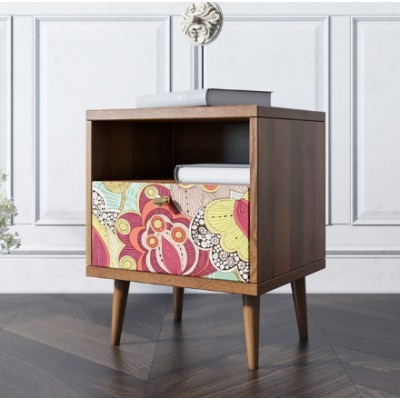 Тумбочка Berber с одним ящиком 6 принт арт BB06/Print_06, разноцветная-ET