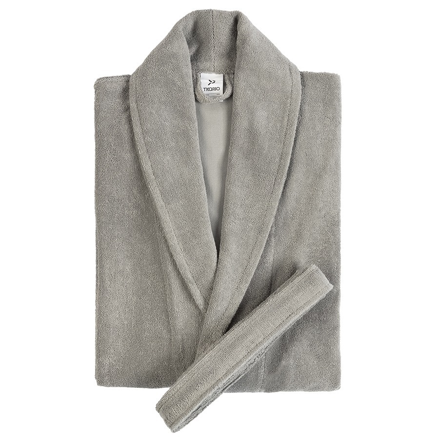 Фото Халат махровый из чесаного хлопка серого цвета из коллекции essential, размер xl (75421) - интернет-магазин МегаТерем в Москве