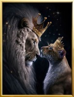 Картина Королевские Лев и львица 2024 с кристаллами Swarovski (3061)