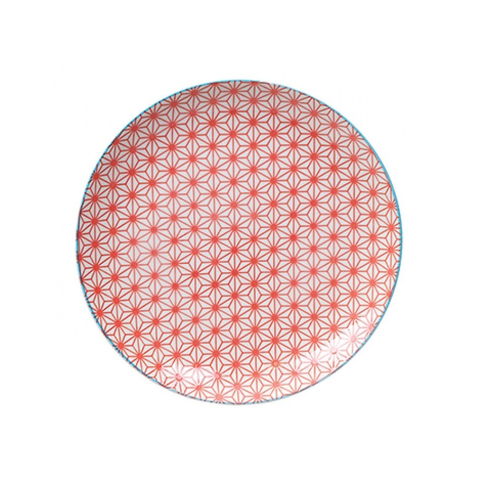 Фото Тарелка 8657, 25,7 см, фарфор, Red/Light Blue Rim, TOKYO DESIGN - интернет-магазин МегаТерем в Москве