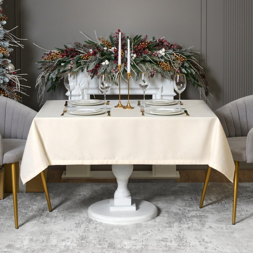 Фото Скатерть  140х180 cm прямоугольная, феерия. золото, цвет: бежевый, tm lefard, полиэстер 100% (кор= (986-003-20)  - интернет-магазин МегаТерем в Москве