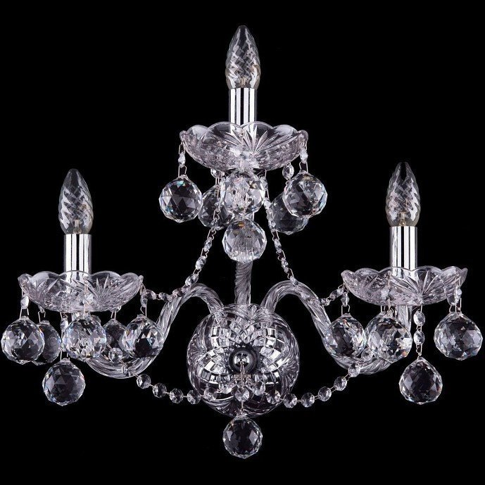 Фото Бра Bohemia Ivele Crystal 1400 1402B/2+1/195/Ni/Balls - интернет-магазин МегаТерем в Москве