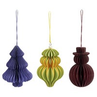 Набор елочных украшений из бумаги honeycomb festive из коллекции new year essential (76750)