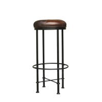 Стул барный Эван EVAN BARSTOOL/RICH BROWN, 35, каркас металл, обивка кожа, Rich brown, ROOMERS FURNITURE