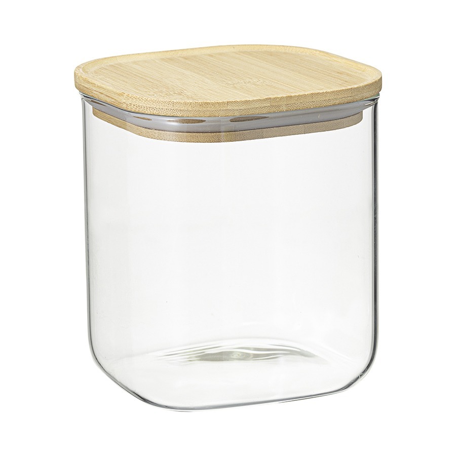 Фото Банка для хранения квадратная glass bamboo, 1,5 л (77499) - интернет-магазин МегаТерем в Москве