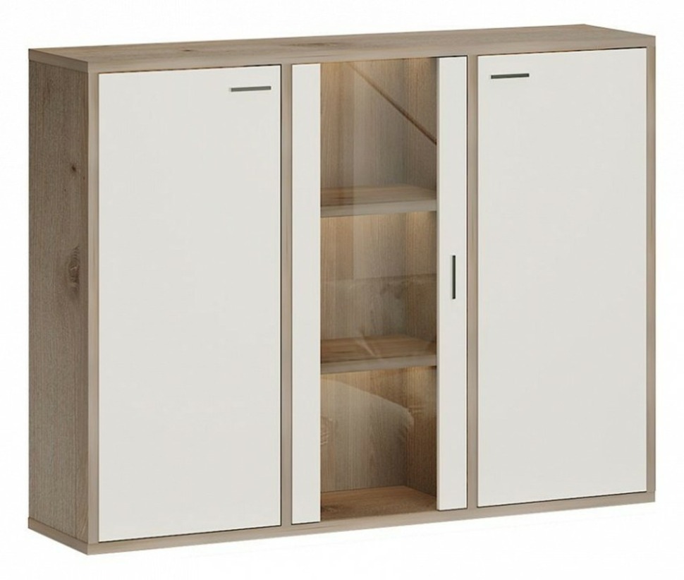 Фото Тумба-витрина Домино СУ(ш3в1)+2ФГ+1ФС MER_SUsh3v1-2FG-1FS-NBE-nelson-belyj - интернет-магазин МегаТерем в Москве