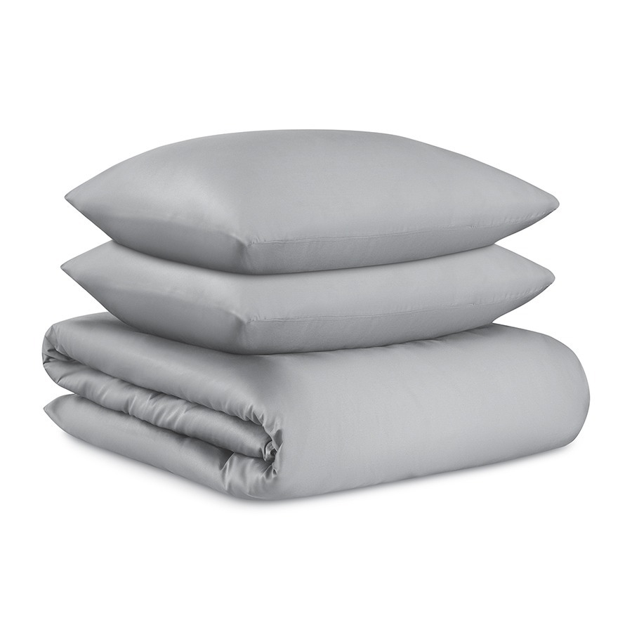 Фото Комплект постельного белья из премиального сатина светло-серого цвета из коллекции essential, 200х22 (79823) - интернет-магазин МегаТерем в Москве