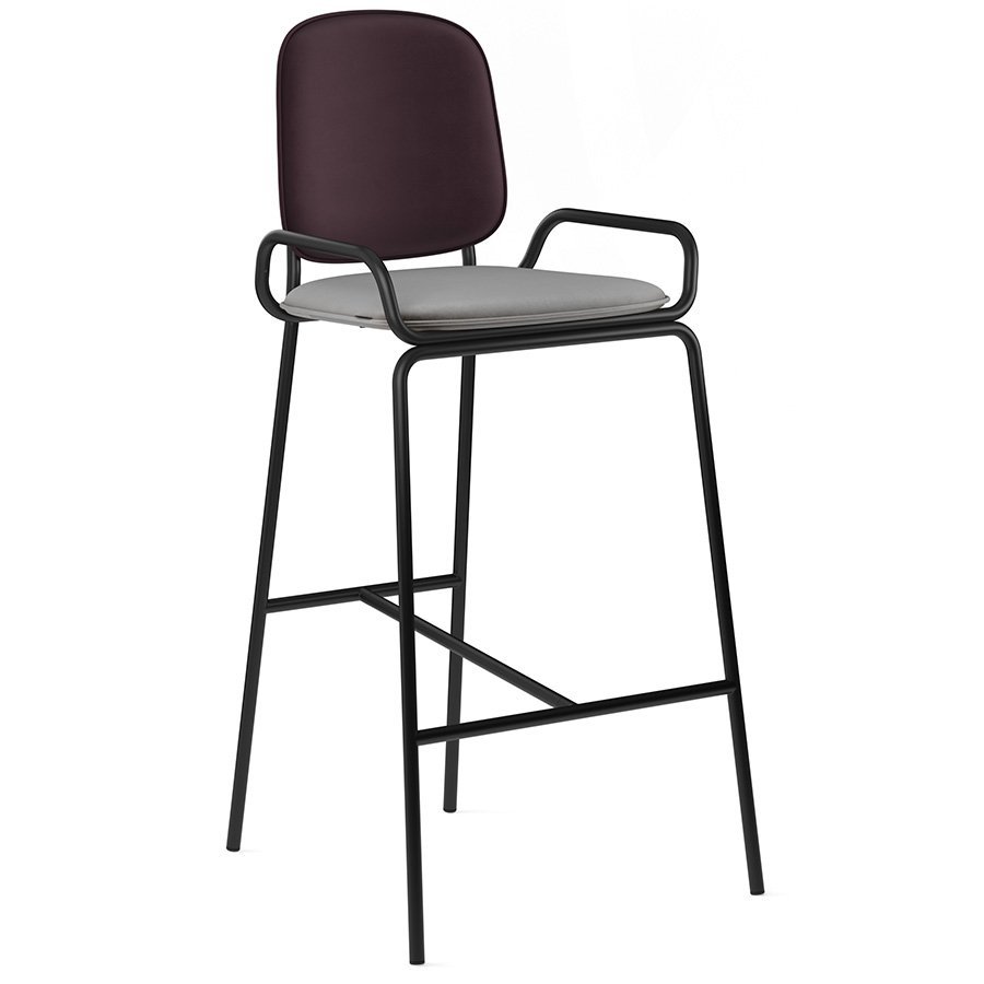 Фото Стул барный ror, 2 frame, велюр, черный/пурпурный/серый (75295) - интернет-магазин МегаТерем в Москве