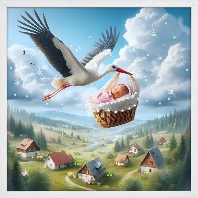 Фото Картина НЕБЕСНЫЙ ВЕСТНИК СЧАСТЬЯ с кристаллами Swarovski (3168) - интернет-магазин МегаТерем в Москве