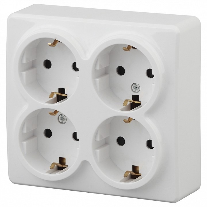 Фото Розетка четверная с заземлением и со шторками Эра Эра Эксперт 11-2211-01 ER_B0020709 - интернет-магазин МегаТерем в Москве