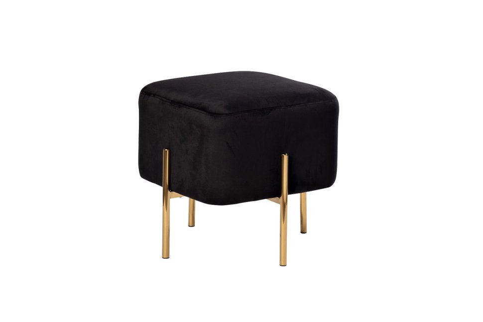 Фото Банкетка велюр черный/золото 42*42*44см (TT-00007816) - интернет-магазин МегаТерем в Москве