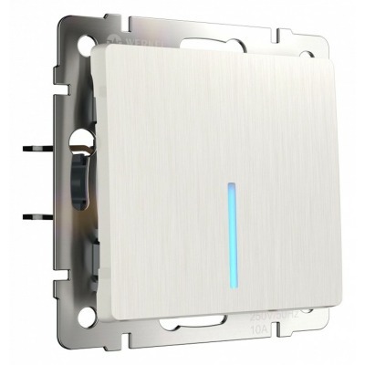 Выключатель проходной одноклавишный с подсветкой без рамки Werkel перламутровый рифленый W1112113 WRK_a051182