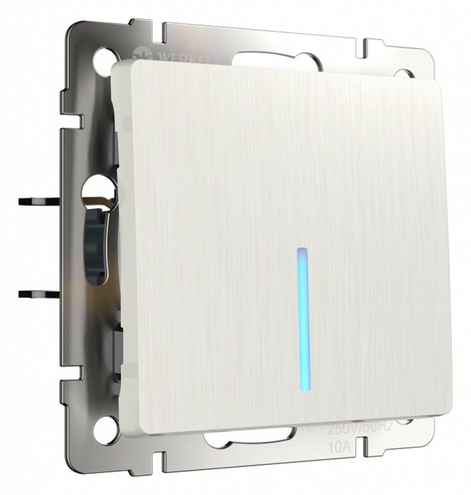 Фото Выключатель проходной одноклавишный с подсветкой без рамки Werkel перламутровый рифленый W1112113 WRK_a051182 - интернет-магазин МегаТерем в Москве