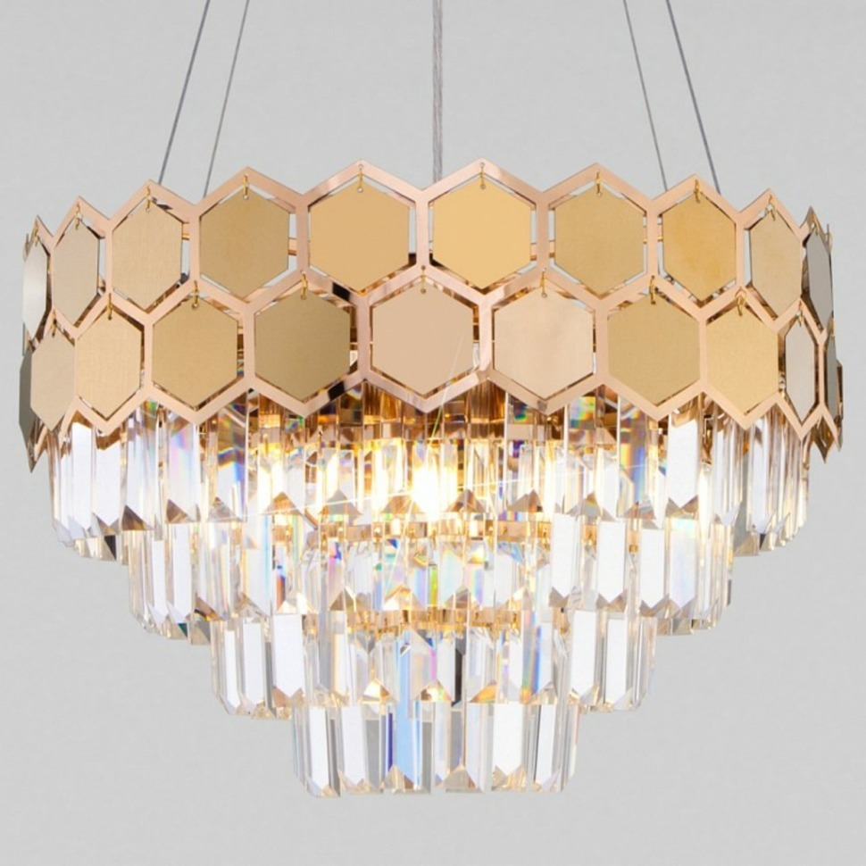 Фото Подвесной светильник Eurosvet Ariana 10124/5 золото/прозрачный хрусталь Strotskis Smart EV_a054440 - интернет-магазин МегаТерем в Москве