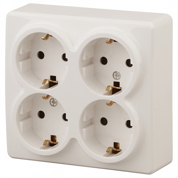 Фото Розетка четверная с заземлением и со шторками Эра Эра Эксперт 11-2211-02 ER_B0020710 - интернет-магазин МегаТерем в Москве